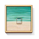 Landscape Ocean Painting with Petrified Opalized wood