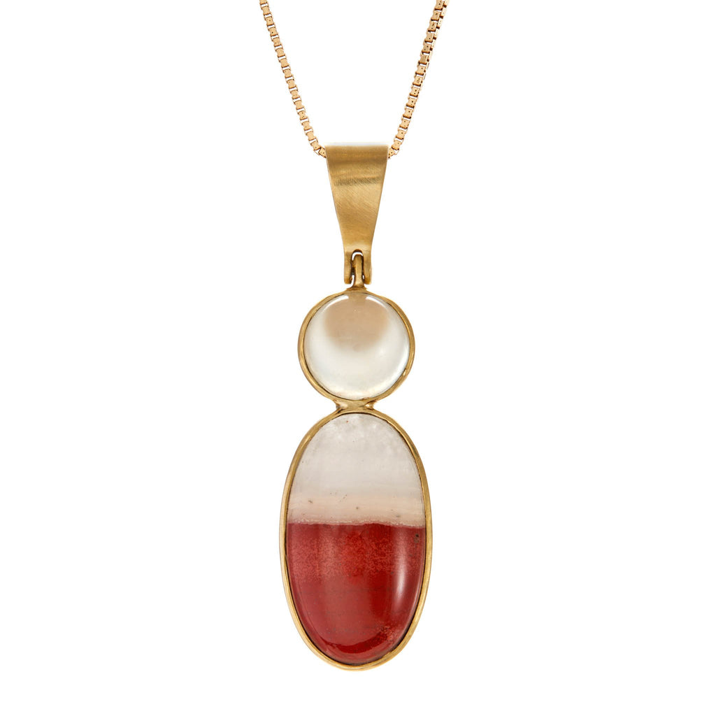 White moonstone, jasper, 18k yellow gold.
