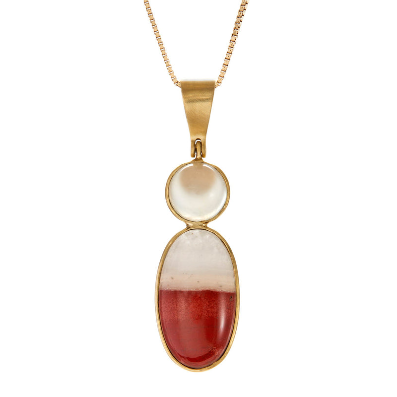 White moonstone, jasper, 18k yellow gold.
