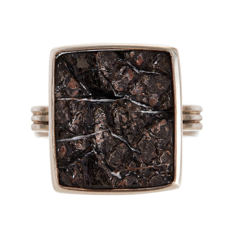 Natural Surface Obsidian Ring