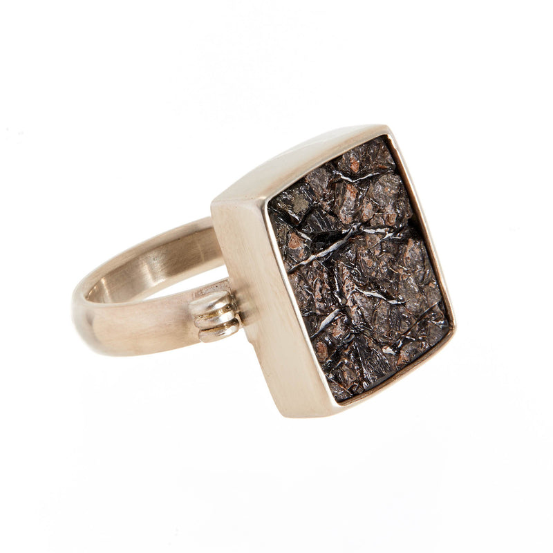Natural Surface Obsidian Ring