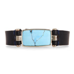 Lavender Turquoise Leather Band Bracelet