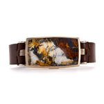 Golden Dendritic Agate Leather Band Bracelet