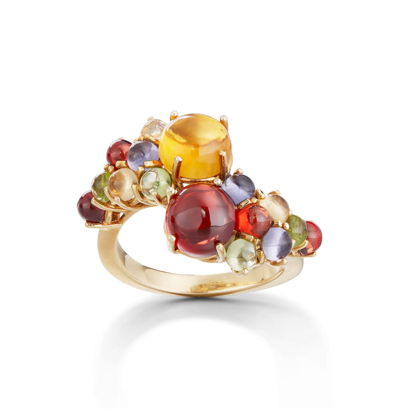 Dagny Stacking Ring, Citrine & Red Garnet; Citrine & Carnelian
