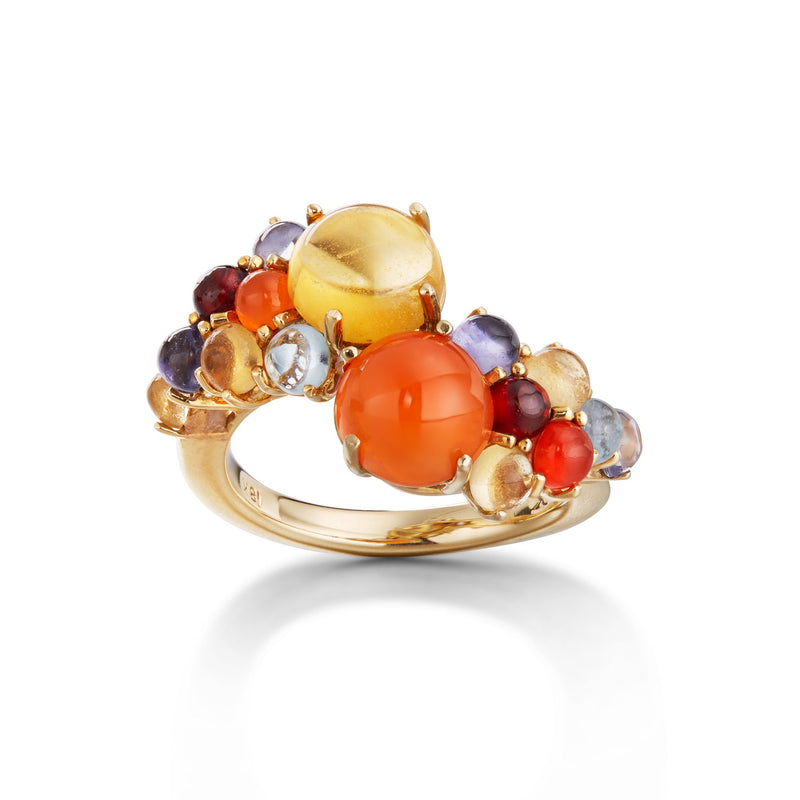 Dagny Stacking Ring, Citrine & Red Garnet; Citrine & Carnelian