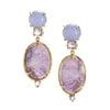 chalcedony, morganite, purple lace agate earrings