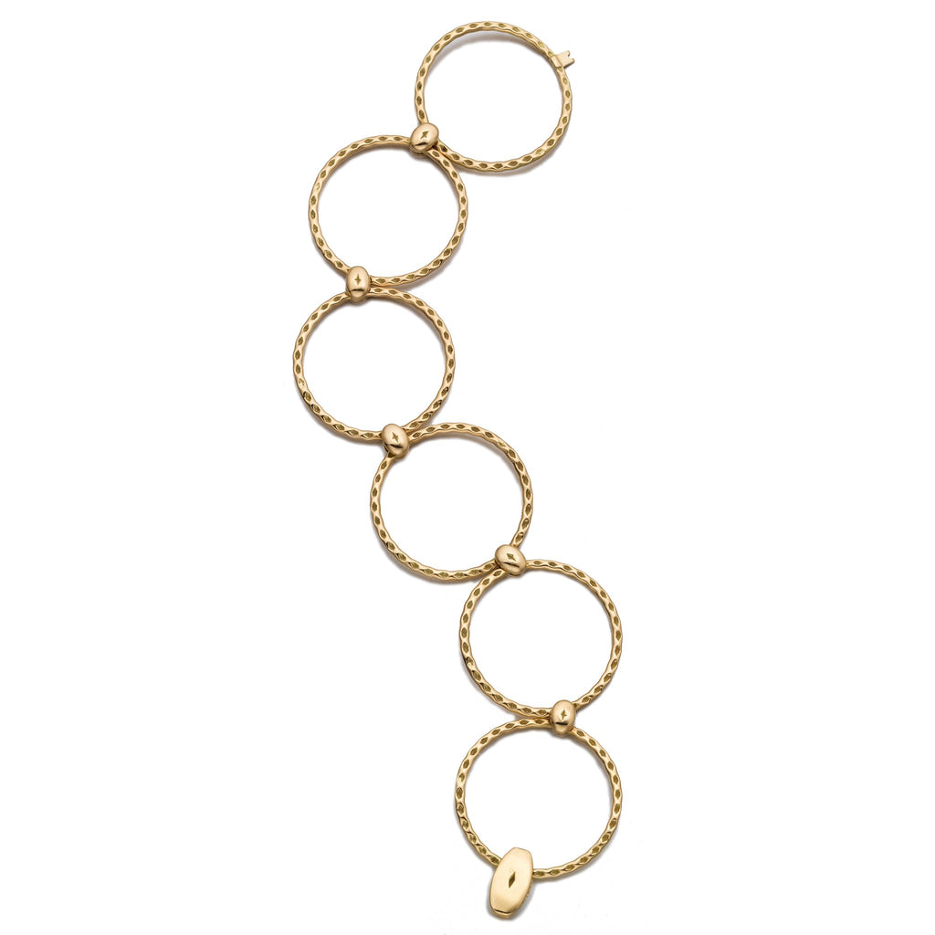 Every day 18k yellow gold circles hoops bangle bracelet