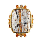 astrophylite, rose-cut cafŽ latte diamonds, faceted spessartite garnets, cabochon-cut citrine ring